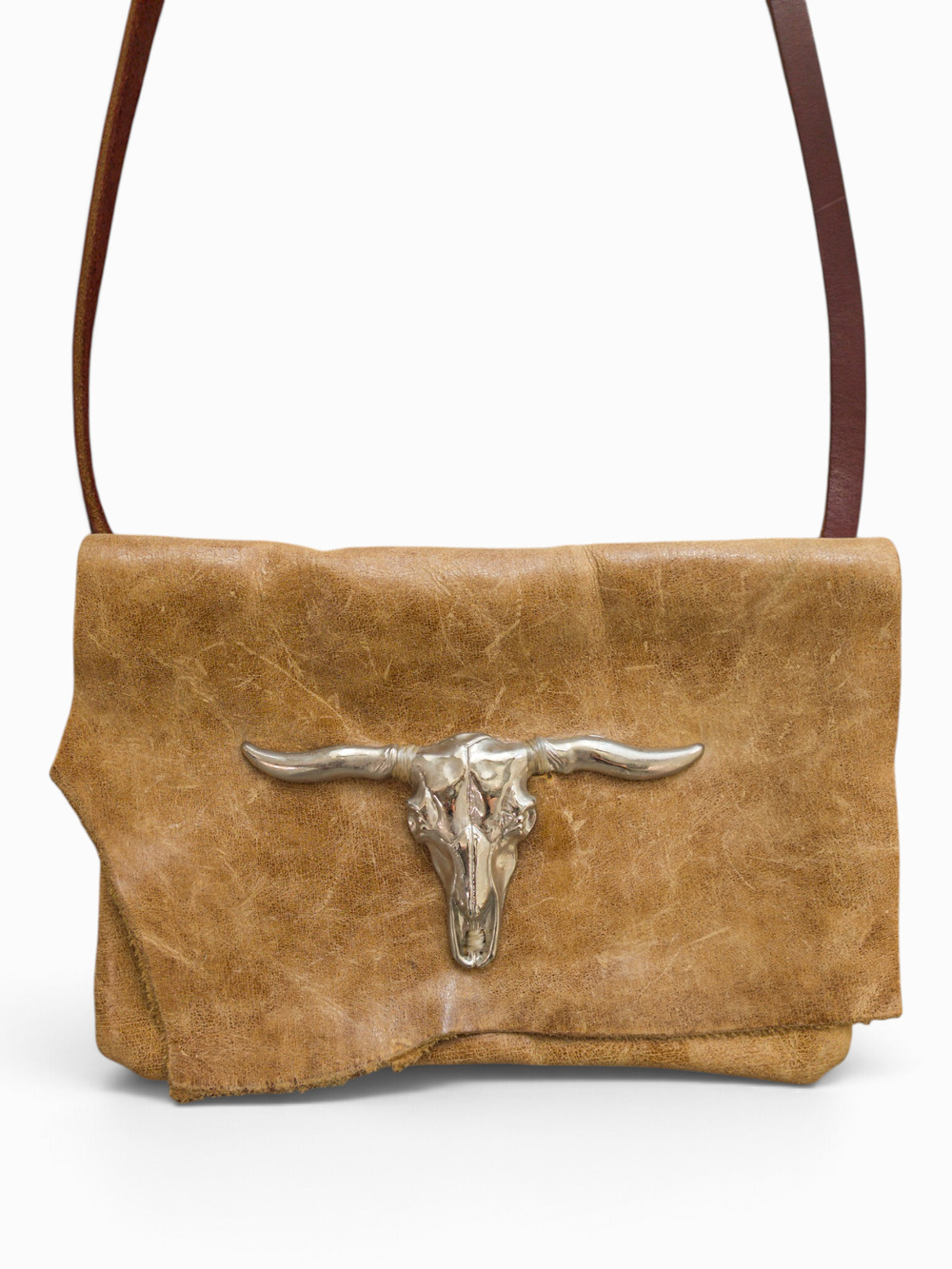 Jessie Rose & Co Doris Crossbody, Leather w/ Longhorn Skull, Handmade USA